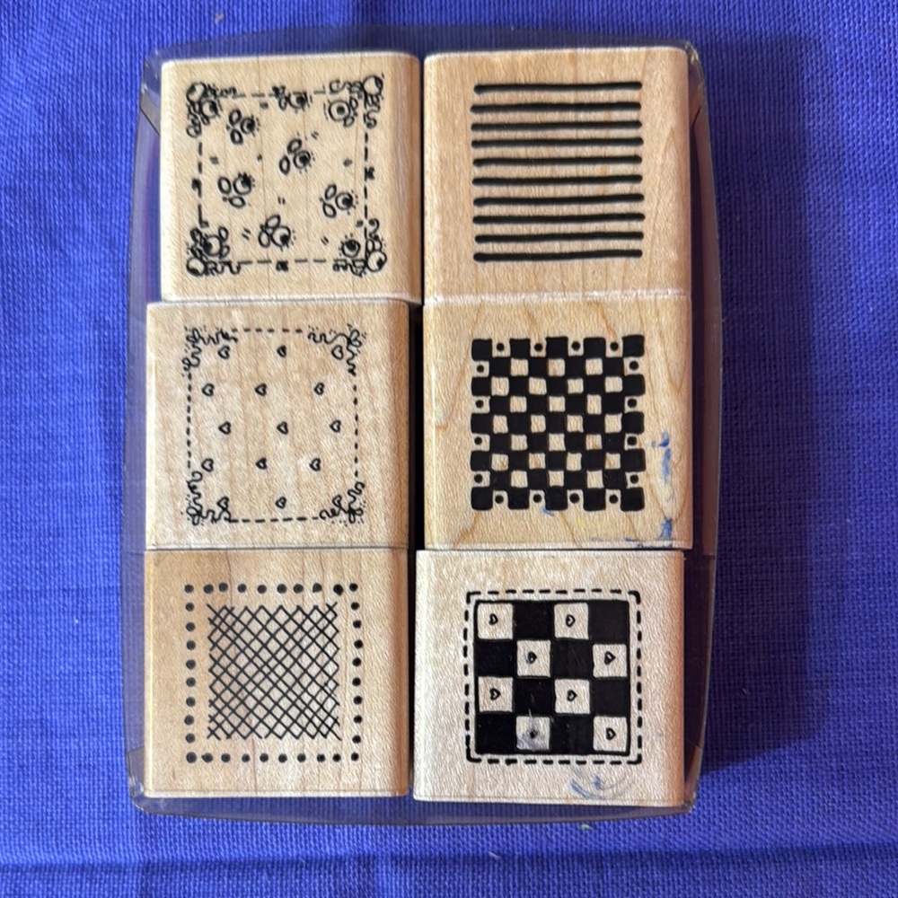 Wooden Stamp Set with Black Patterns